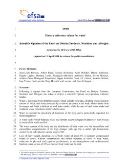 Draft opinion on Dietary Reference Values for Water