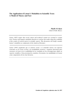 The Application of Latour`s Modalities to Scientific Texts: A Model of