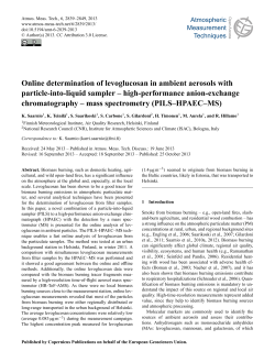 Online determination of levoglucosan in ambient aerosols with