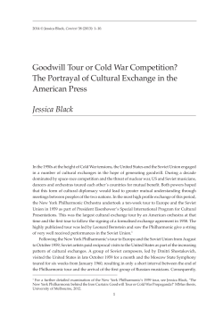 Goodwill Tour or Cold War Competition? The Portrayal of Cultural