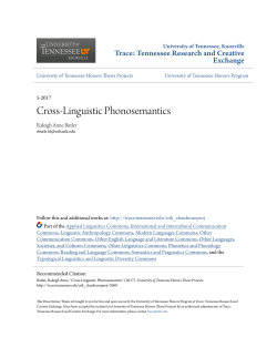 Cross-Linguistic Phonosemantics - Trace: Tennessee Research and