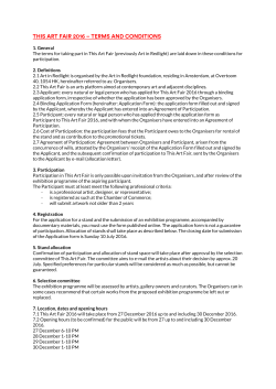 1. General The terms for taking part in This Art Fair (previously Art in