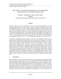 The effect of gangue mineralogy on the density separation