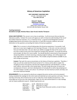 History of American Capitalism - History Cornell