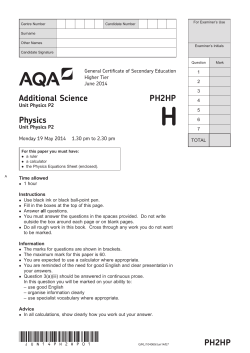 GCSE Additional Science/Physics Question paper Unit 02