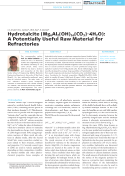 Hydrotalcite (Mg6Al2(OH)16(CO3)&middot;4H2O): A Potentially Useful Raw
