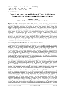 Towards Intergovernmental Balance Of Power in Zimbabwe