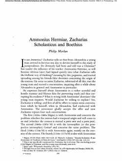Ammonius Hermiae, Zacharias Scholasticus and Boethius