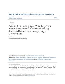 Novartis AG v. Union of India: Why the Court&acirc;&bull;Žs Narrow