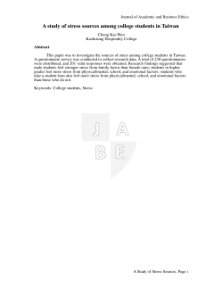 A study of stress sources among college students in Taiwan