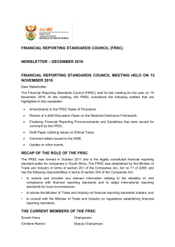 Financial Reporting Standards Council Newsletter