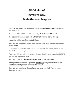 AP Calculus AB Review Week 2 Derivatives and Tangents
