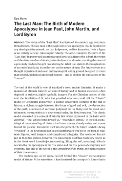 The Last Man: The Birth of Modern Apocalypse in Jean Paul, John