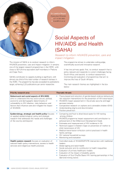 Social Aspects of HIV/AIDS and Health (SAHA)