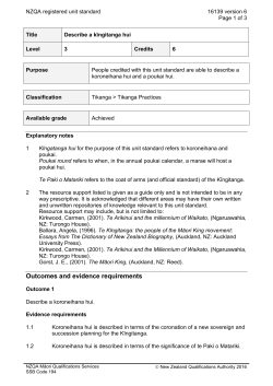 16139 Describe and explain a kīngitanga hui in accordance with
