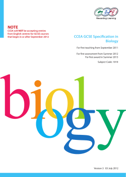 CCEA GCSE Specification in Biology