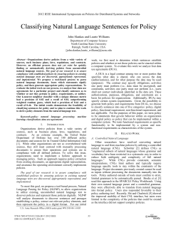 Classifying Natural Language Sentences for Policy