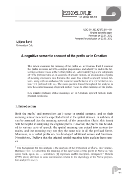 A cognitive semantic account of the prefix uz in Croatian