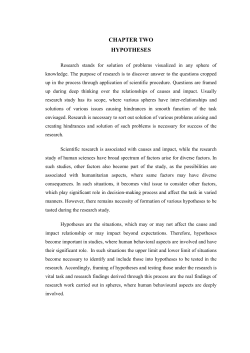 CHAPTER TWO HYPOTHESES