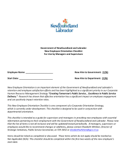 Orientation Checklist - Government of Newfoundland and Labrador