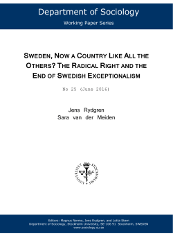 Sweden, Now a Country Like All the Others?