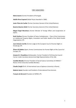 1 FIRST SIGNATORIES Mario Soares (Former President of Portugal