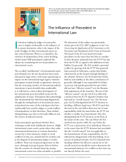 The Influence of Precedent in International Law