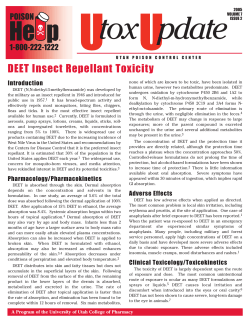 DEET Insect Repellant Toxicity - Utah Poison Control Center