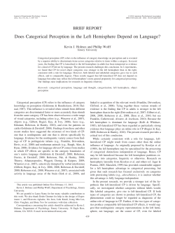 Does Categorical Perception in the Left Hemisphere Depend on