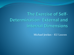 The Exercise of Self-Determination: External and Internal Dimensions