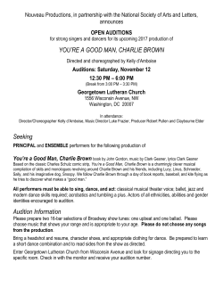 YOU`RE A GOOD MAN, CHARLIE BROWN Seeking Audition