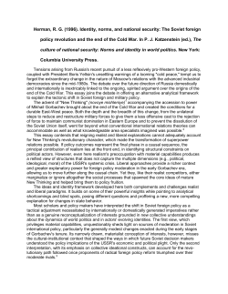 Identity, norms, and national security: The Soviet foreign policy