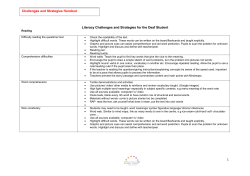 1 Literacy Challenges and Strategies for the Deaf Student