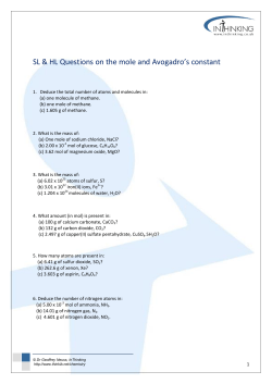 Questions on Topic 1.2 - The mole and Avogadros number