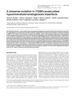 A missense mutation in ITGB6 causes pitted hypomineralized