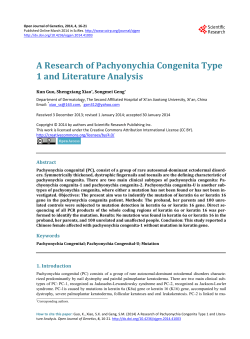 A Research of Pachyonychia Congenita Type 1 and Literature