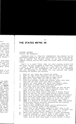 The States We`re In - Digital Commons @ Butler University