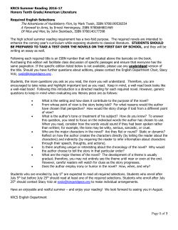 KRCS 2007-08 Summer Reading - King`s Ridge Christian School