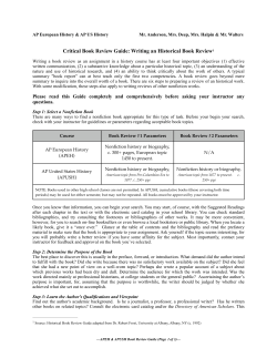 Critical Book Review Guide: Writing an Historical Book Review1