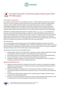 Innovation associate in short food supply chains as part of the