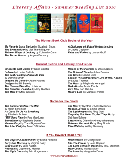 Literary Affairs - Summer Reading List 2016