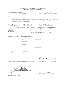 COMMUNITY COLLEGE OF MICRONESIA Kolonia, Pohnpei State