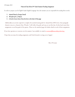Hancock Day School 8th Grade Summer Reading Assignment In