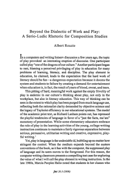 Beyond the Dialectic of Work and Play: A Serio-Ludic
