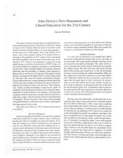 John Dewey`s New Humanism and Liberal - Purdue e-Pubs