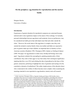 Title: On the periphery: egg donation for reproduction and the