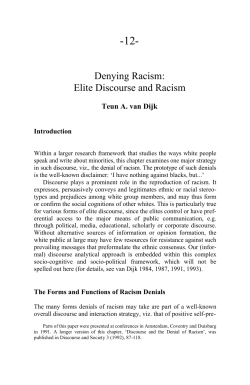 Denying Racism: Elite Discourse and Racism
