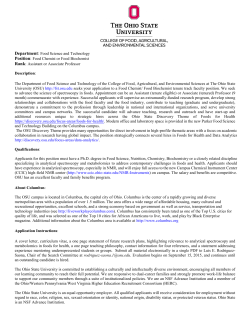 Department: Food Science and Technology Position: Food Chemist