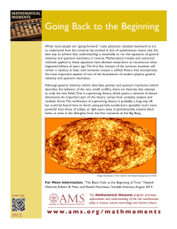 Going Back to the Beginning - American Mathematical Society
