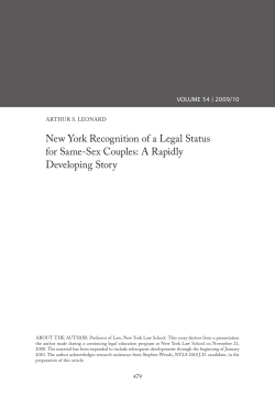 New York Recognition of a Legal Status for Same